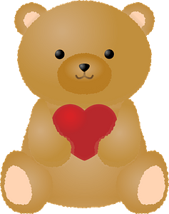 Teddy Bear sta tenendo un cuore rosso