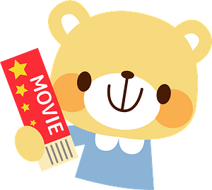 Bear with movie ticket