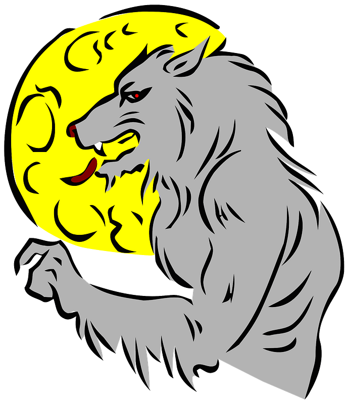 Werewolf and moon