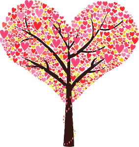 Tree with Heart Shaped Leaves in a Heart Shape