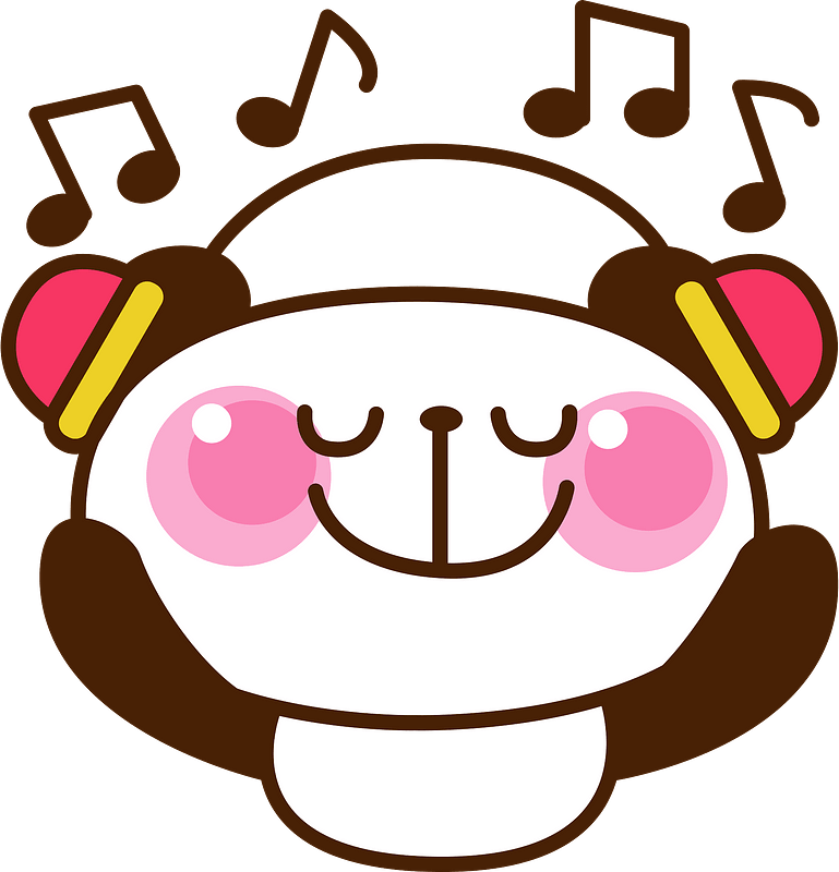 Giant panda is listening to music