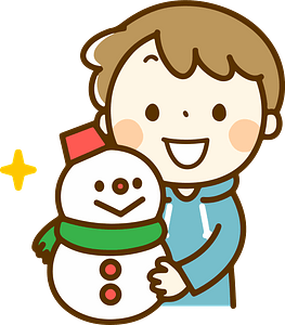 Boy is making a snowman
