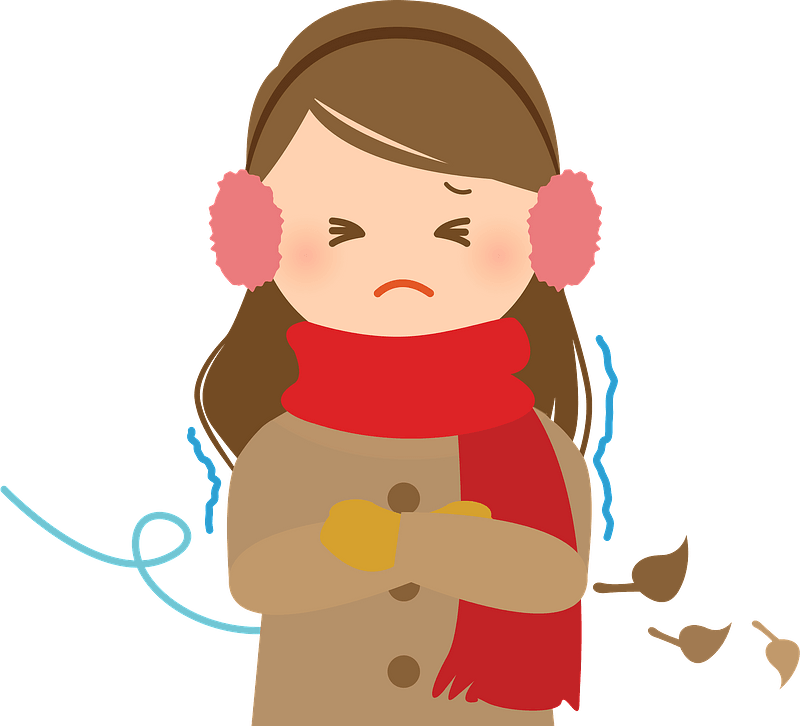 Woman is cold in winter