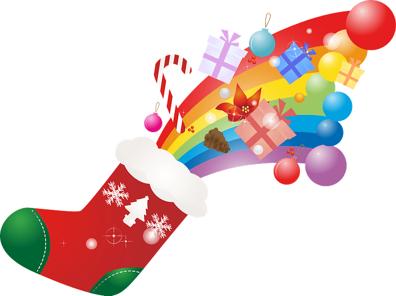 Christmas stocking is filled with a rainbow