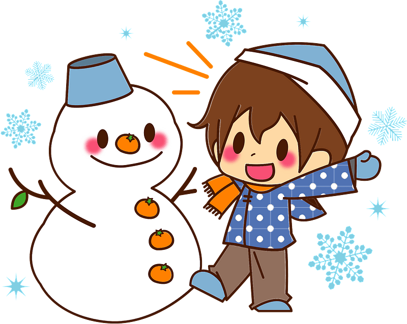 Boy is Building a Snowman
