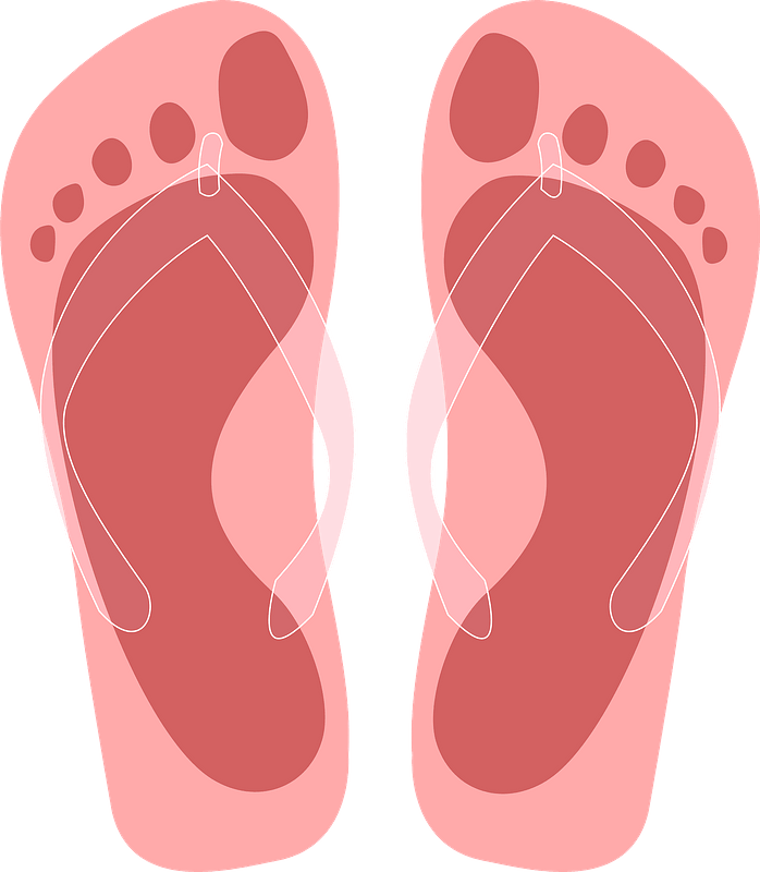 Flip-flops - Pink Soles with Footprint, Clear Straps