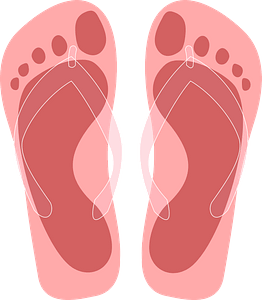 Flip-flops - Pink Soles with Footprint, Clear Straps