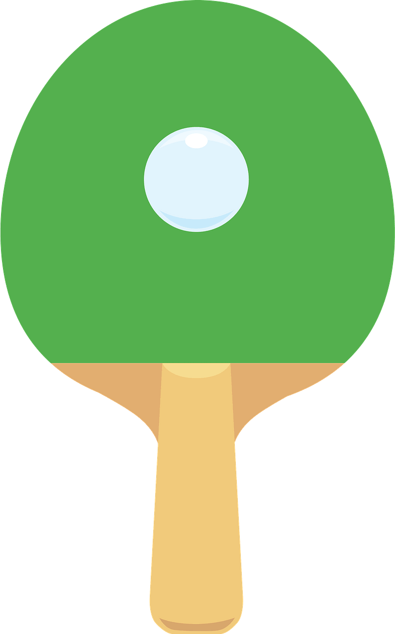 Table tennis racket and ball