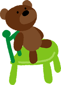 Teddy bear is sitting on a chair