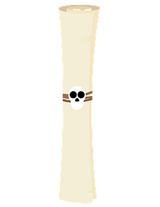 Scroll with skull