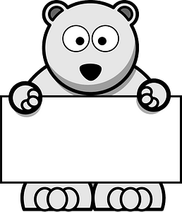 Polar bear holding sign - Grayscale - Free vector clipart images on ...