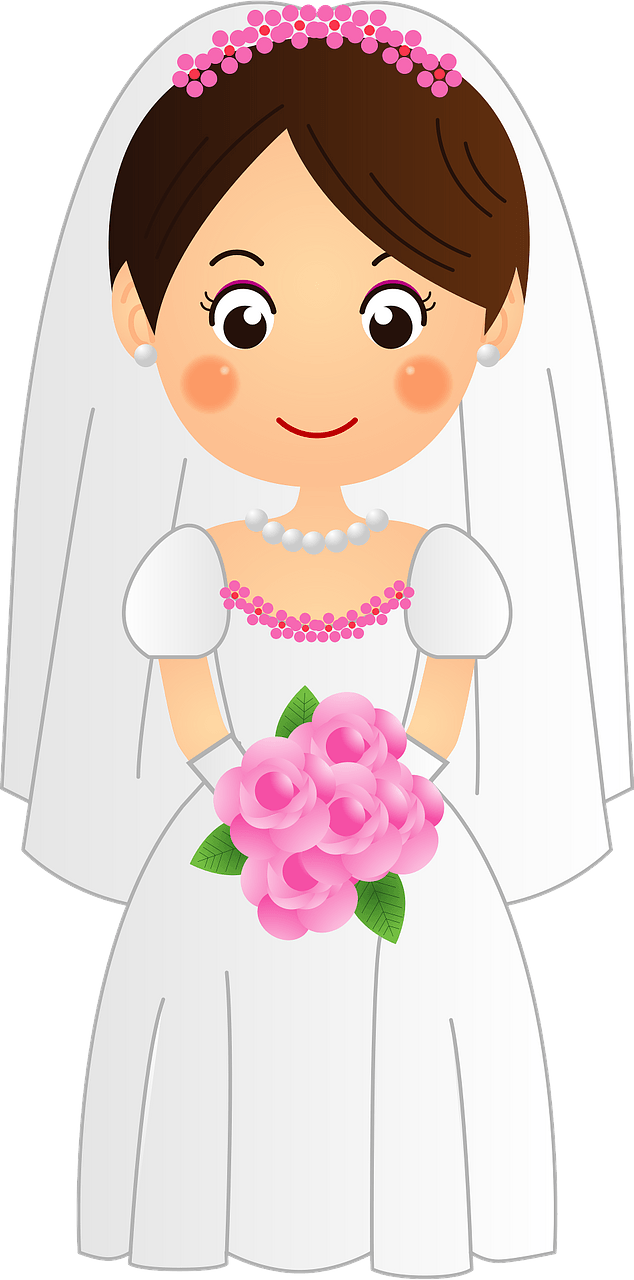 Bride in her wedding dress