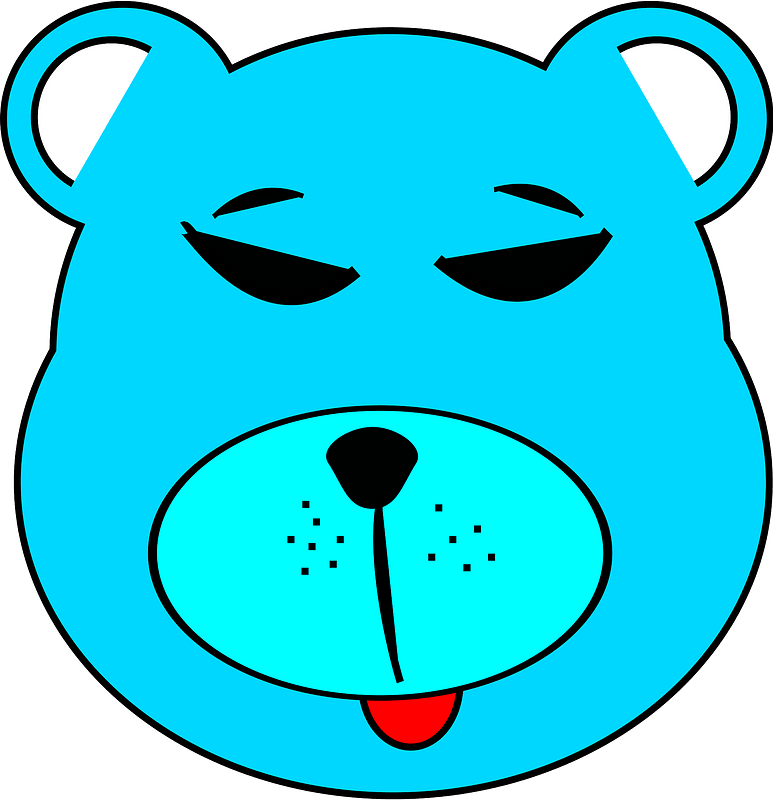 Blue cartoon bear face