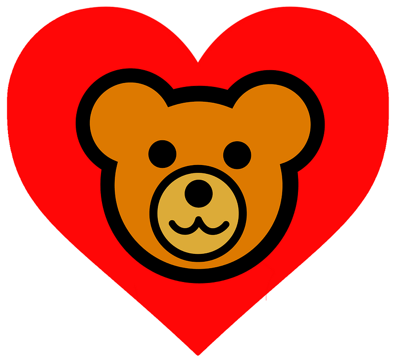 Teddy bear face in heart