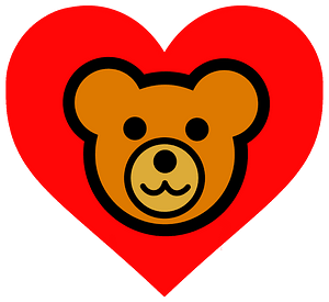 Teddy bear face in heart