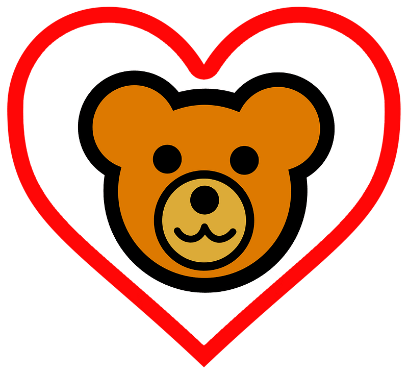 Teddy bear face in heart