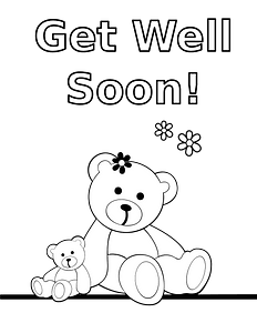 Teddy bears - Black and white Get Well Soon