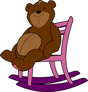Teddy bear on a  rocking chair