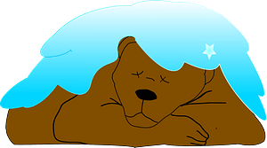 Sleeping bear under the snow
