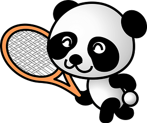 Panda playing tennis