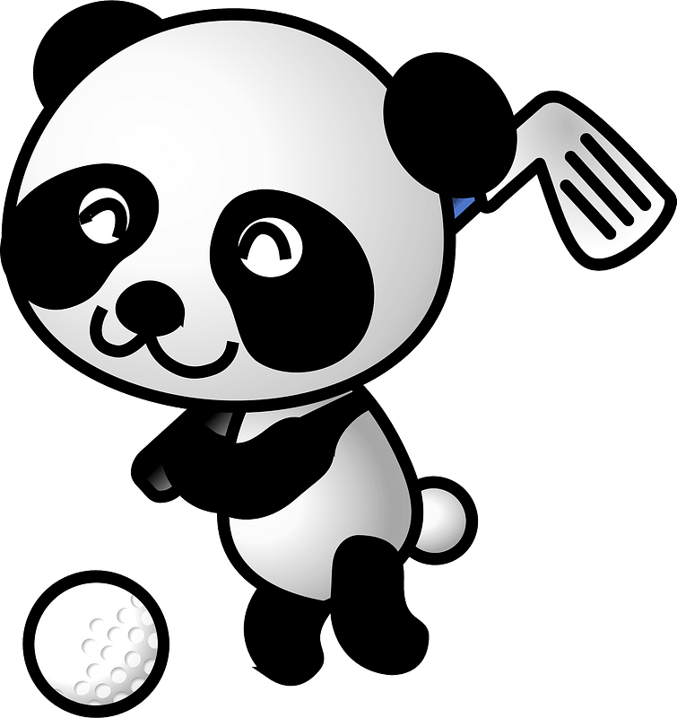 Panda playing golf