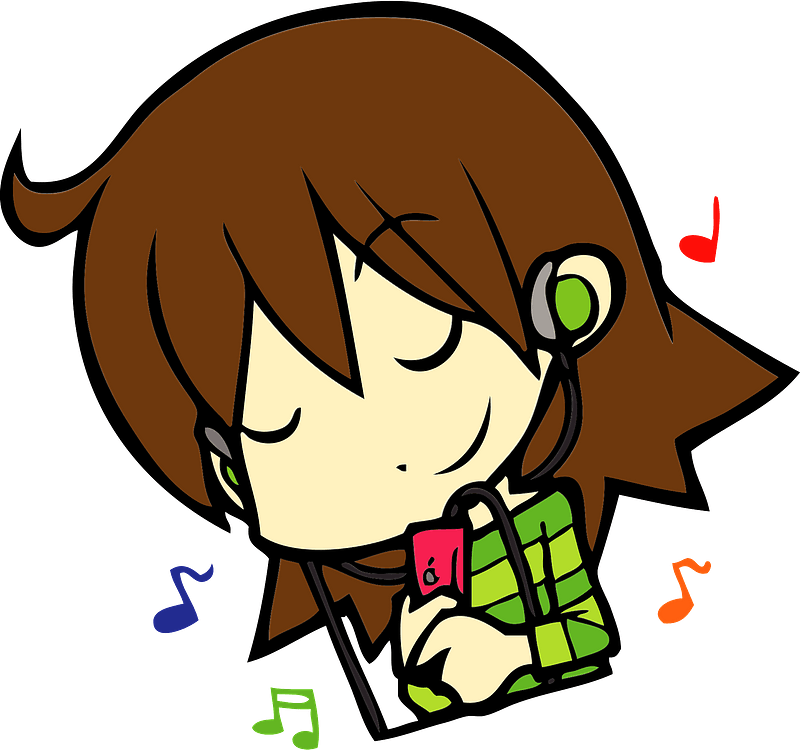 Girl is listening music with earbuds