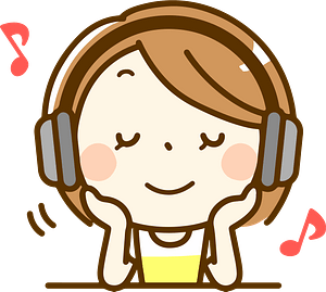 (Sara) Woman is listening to music with headphones