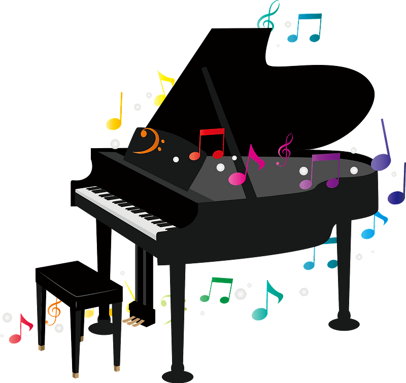 Piano and musical notes