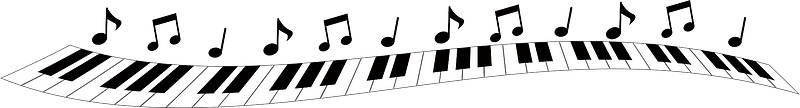 Keyboard and musical notes border