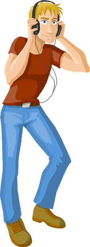 Man is Listening to Music through Headphones
