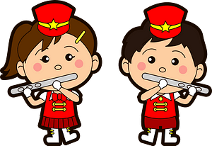 Marching band flute players