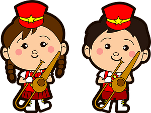 Marching band trombone players