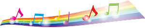 Musical notes on a rainbow