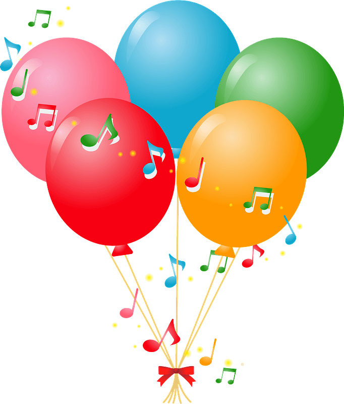 Musical notes and balloons