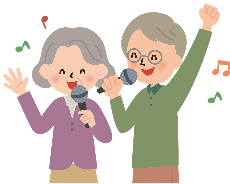 Old couple is singing karaoke - Free vector clipart images on creazilla.com