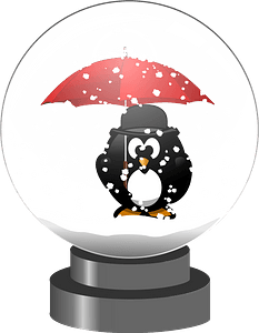 Penguin in a snow globe