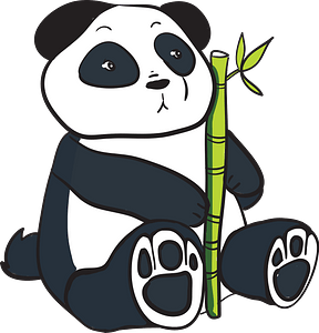 Panda with bamboo stalk