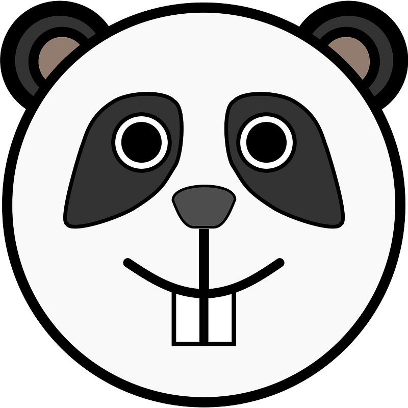 Panda face with big teeth