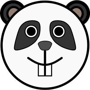 Panda face with big teeth
