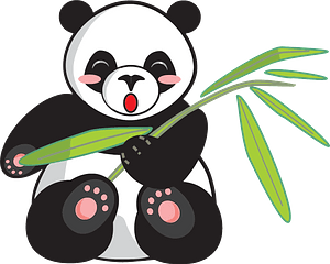 Panda holding bamboo branch