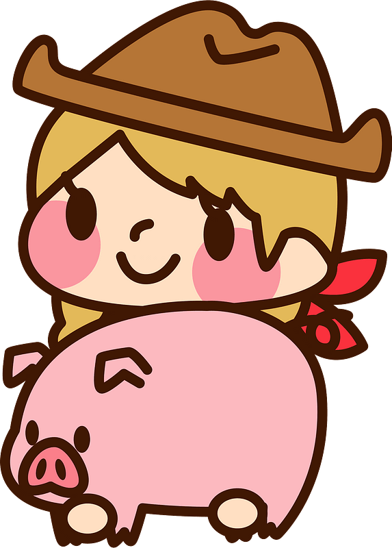 (Sally) Cowgirl with piglet