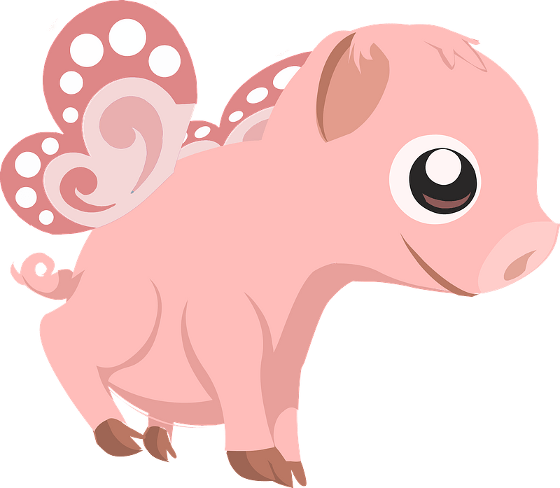 Cartoon pig with wings