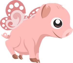 Cartoon pig with wings