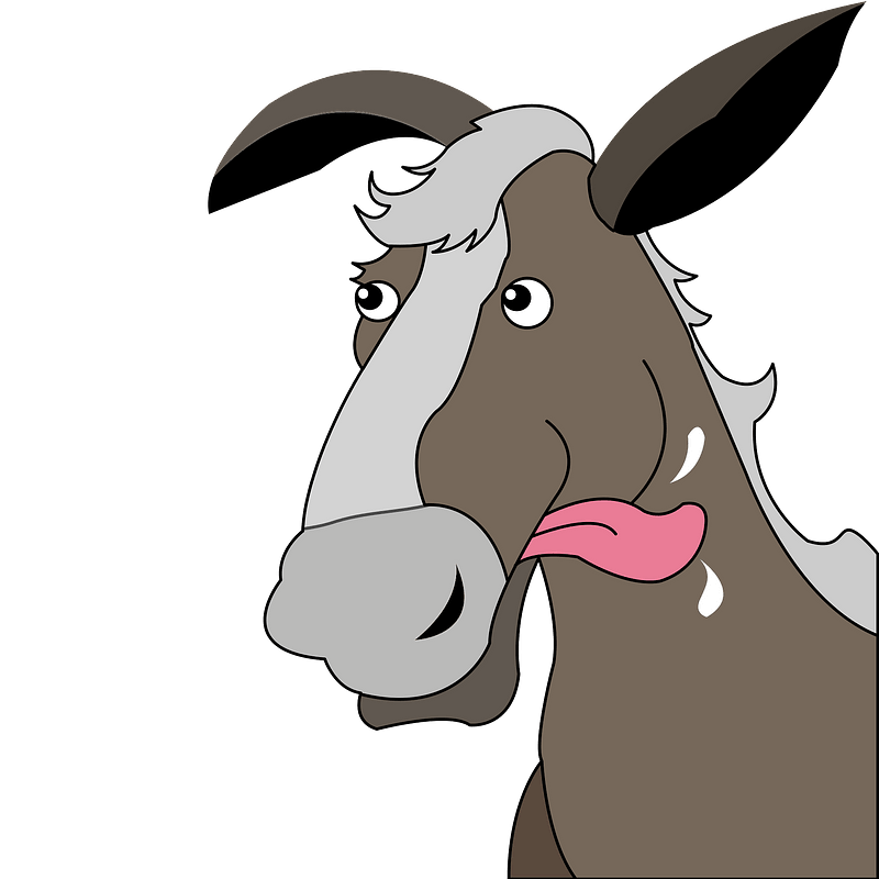Cartoon horse with protruding tongue