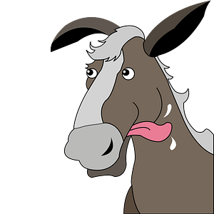 Cartoon horse with protruding tongue