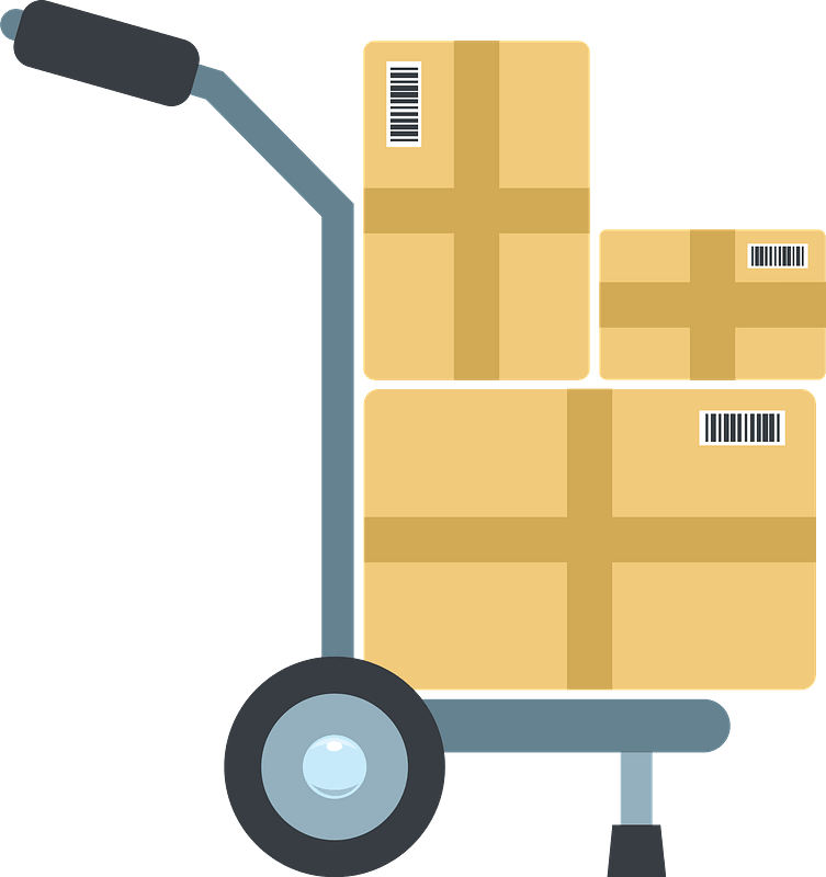 Moving cart with boxes