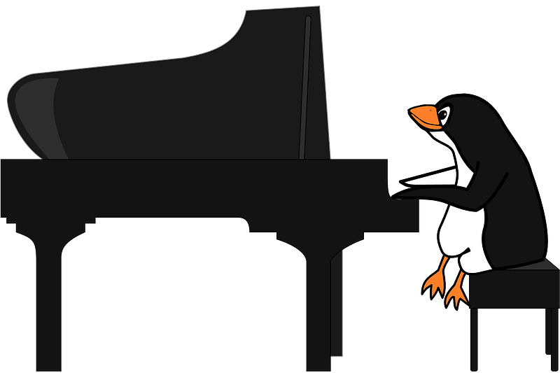 Penguin playing the piano