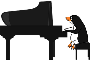 Penguin playing the piano