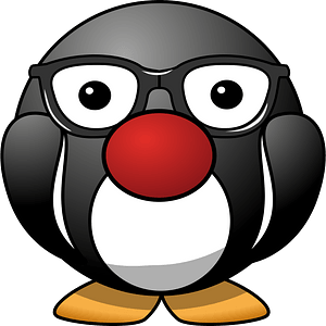 Penguin with glasses and clown nose