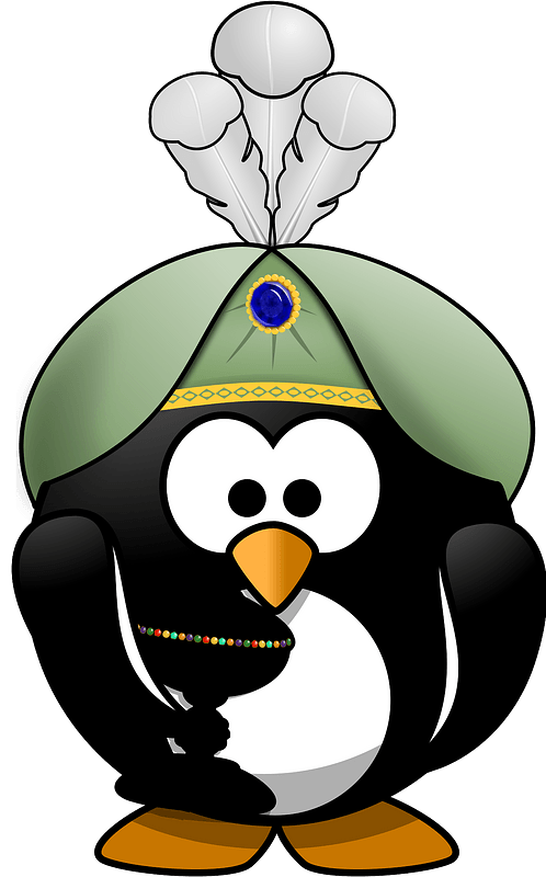 Penguin in oriental costume